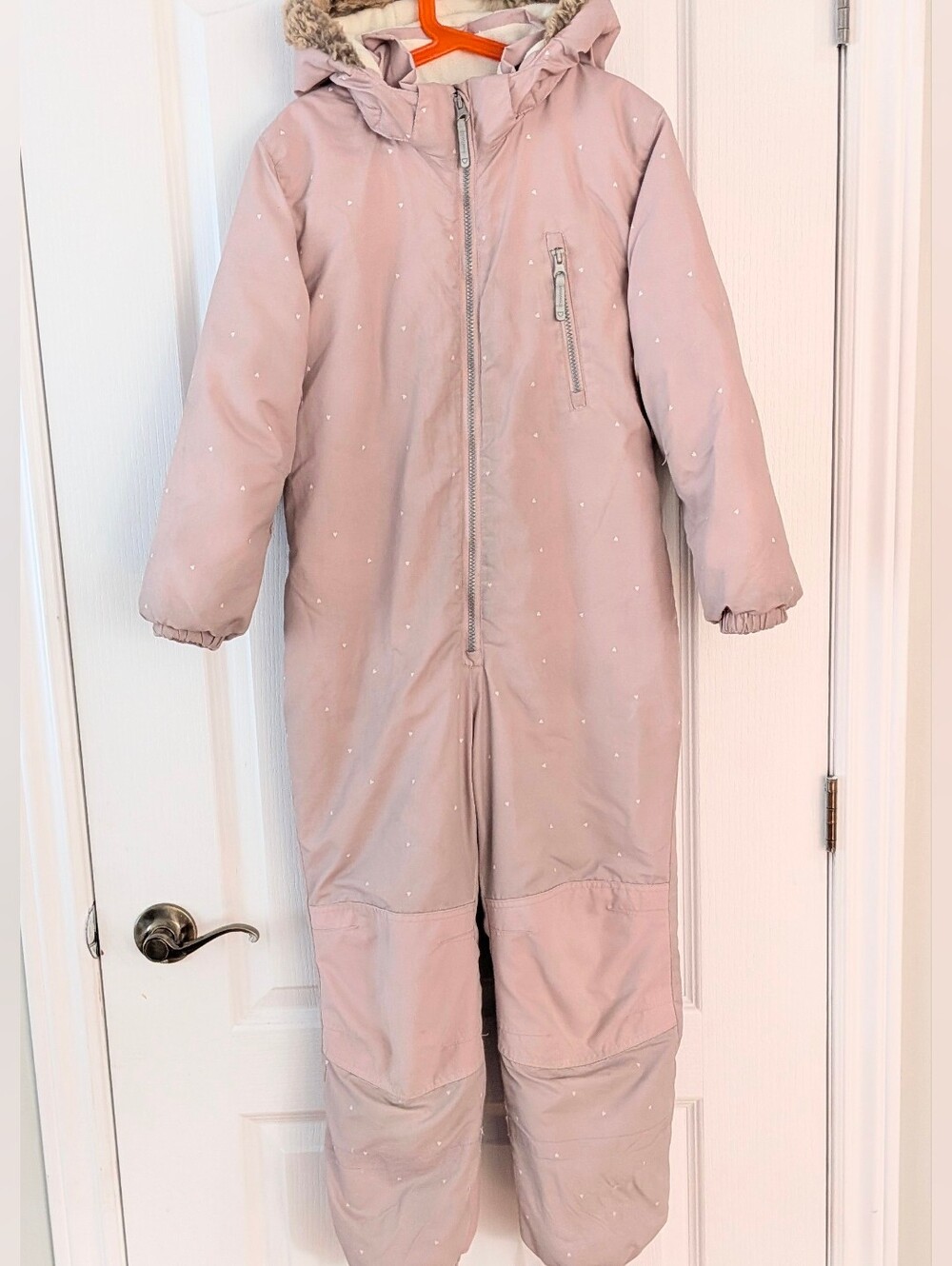 H&M snowsuit overal pastel dust pink size 7yo 8yo